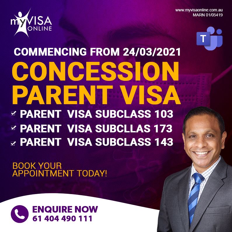 COVID-19 Parent Concession Visa Commencing from 24/03/2021